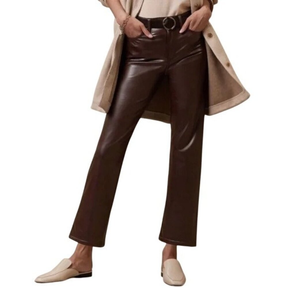 Banana Republic Vegan Leather Cropped Bootcut in Roasted Cocao